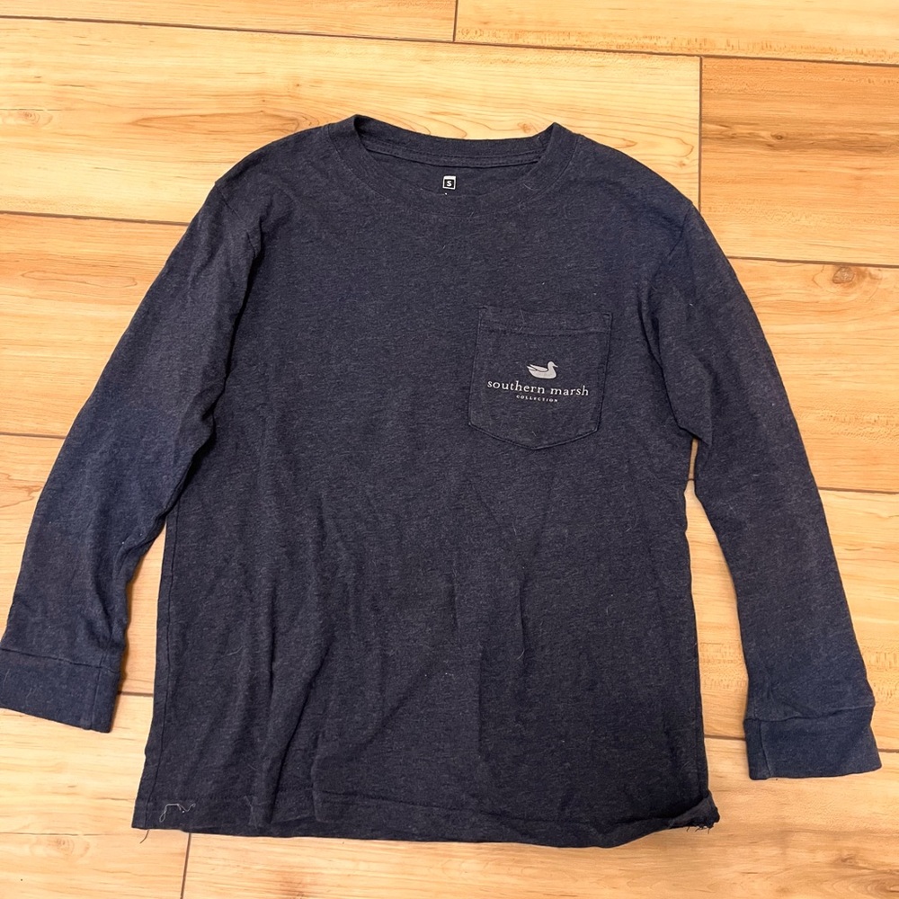 Southern Marsh Boy’s Navy Long Sleeve Shirt, small